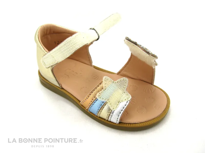 Achat chaussures Acebos Bébé Sandale, vente Acebos 1228 Platine Caramel Bleu - Fleur - Sandale BEBE Fille