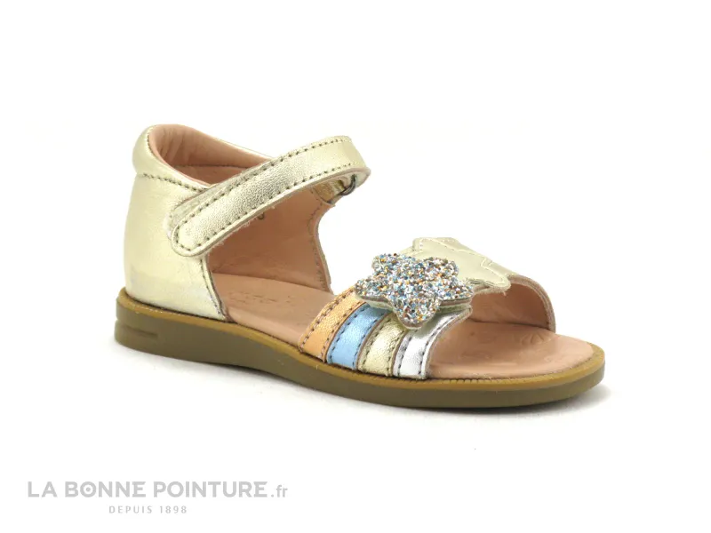 Achat chaussures Acebos Bébé Sandale, vente Acebos 1228 Platine Caramel Bleu - Fleur - Sandale BEBE Fille