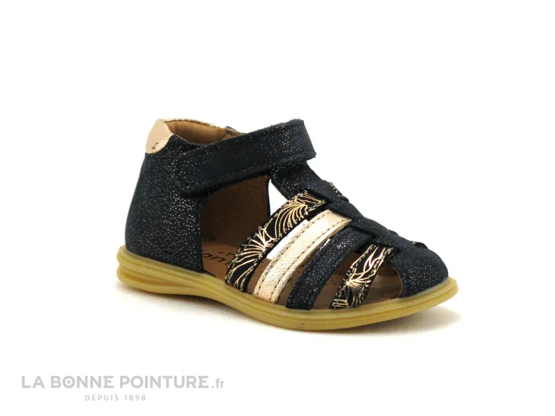 Achat chaussures Bellamy Bébé Sandale, vente Bellamy PAILLETTE Marine - Sandale premiers pas fille - Bout ferme