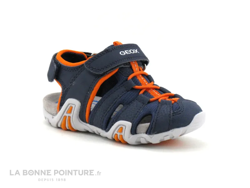 Achat chaussures Geox Bébé Sandale, vente Geox KRAZE B1524A Navy Orange - Sandale sport enfant