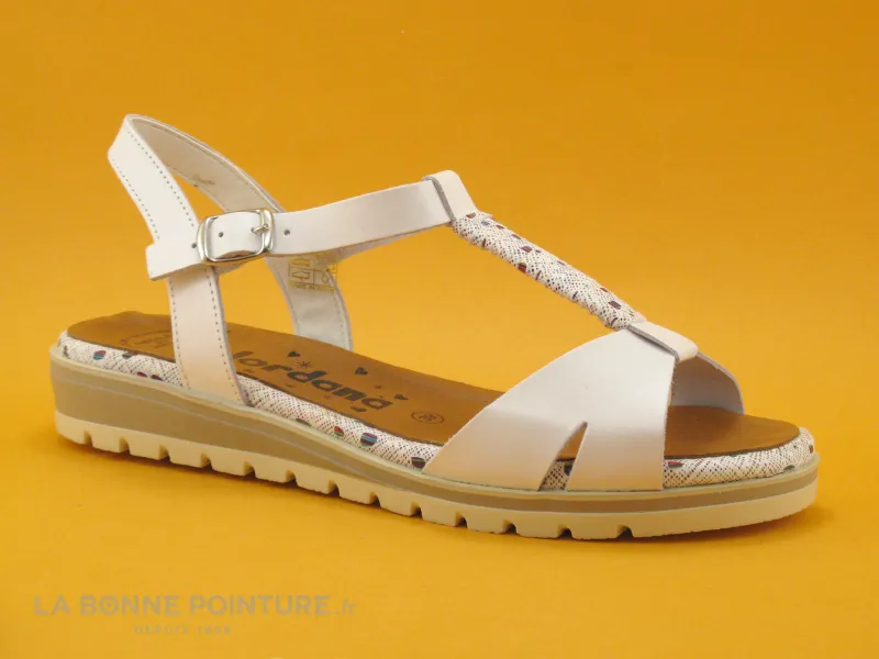 Achat chaussures Jordana Femme Sandale et Nu-pieds, vente Jordana 3423 Blanc - Bride salome - Sandale Femme cuir blanc