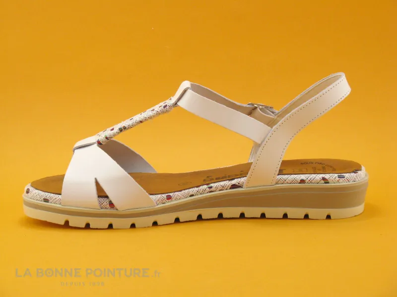 Achat chaussures Jordana Femme Sandale et Nu-pieds, vente Jordana 3423 Blanc - Bride salome - Sandale Femme cuir blanc