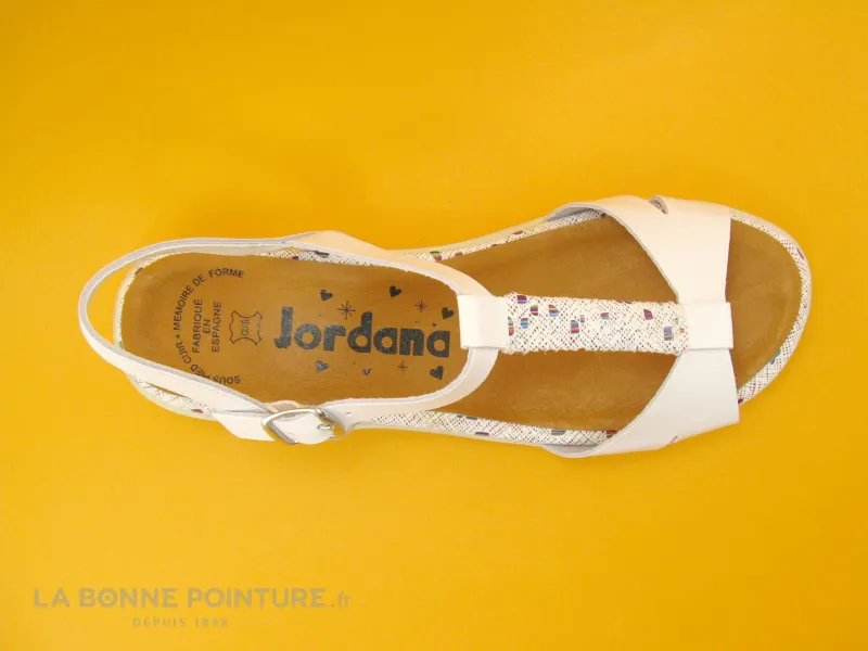 Achat chaussures Jordana Femme Sandale et Nu-pieds, vente Jordana 3423 Blanc - Bride salome - Sandale Femme cuir blanc