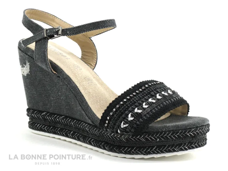 Achat chaussures Kaporal Shoes Femme Sandale et Nu-pieds, vente Kaporal TALI Noir 11733 - Sandale talon compense