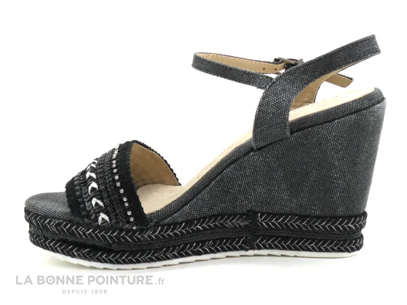 Achat chaussures Kaporal Shoes Femme Sandale et Nu-pieds, vente Kaporal TALI Noir 11733 - Sandale talon compense