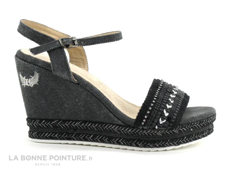 Achat chaussures Kaporal Shoes Femme Sandale et Nu-pieds, vente Kaporal TALI Noir 11733 - Sandale talon compense