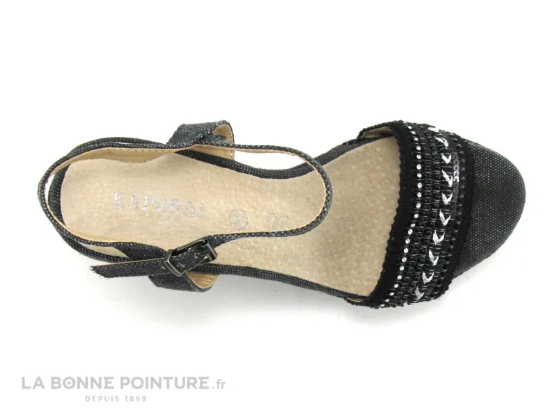 Achat chaussures Kaporal Shoes Femme Sandale et Nu-pieds, vente Kaporal TALI Noir 11733 - Sandale talon compense