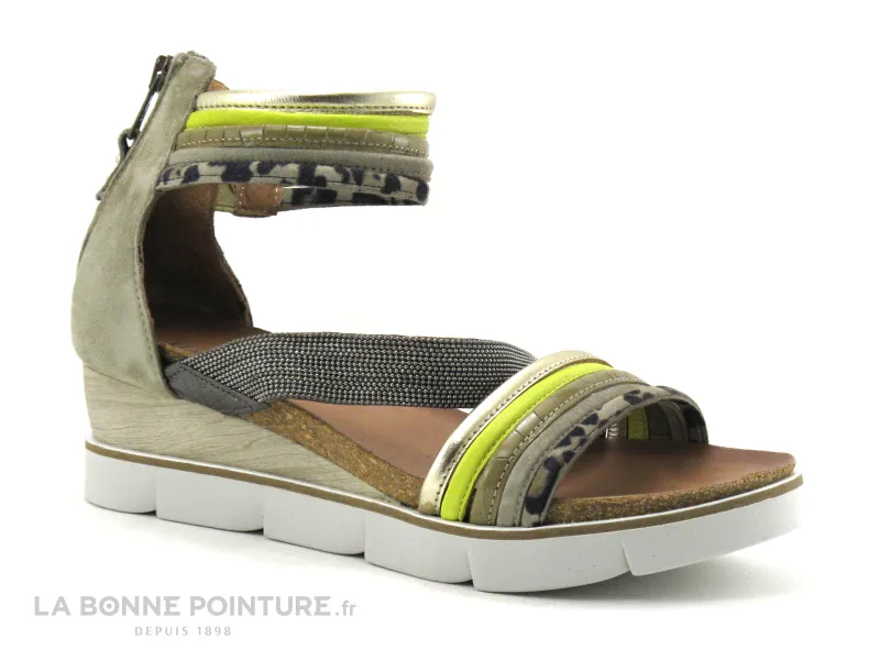 Achat chaussures Martina Buraro Femme Sandale et Nu-pieds, vente Martina Buraro 866035 Kaki Lime Platino - Sandale talon compens