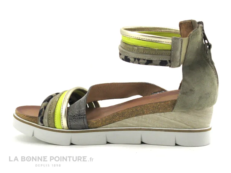 Achat chaussures Martina Buraro Femme Sandale et Nu-pieds, vente Martina Buraro 866035 Kaki Lime Platino - Sandale talon compens