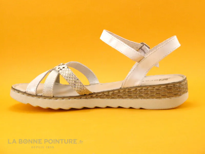 Achat chaussures Moran's Femme Sandale et Nu-pieds, vente Morans VARINA Blanc - Serpent  - Paillettes - Sandale Femme