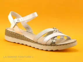 Achat chaussures Moran's Femme Sandale et Nu-pieds, vente Morans VARINA Blanc - Serpent  - Paillettes - Sandale Femme