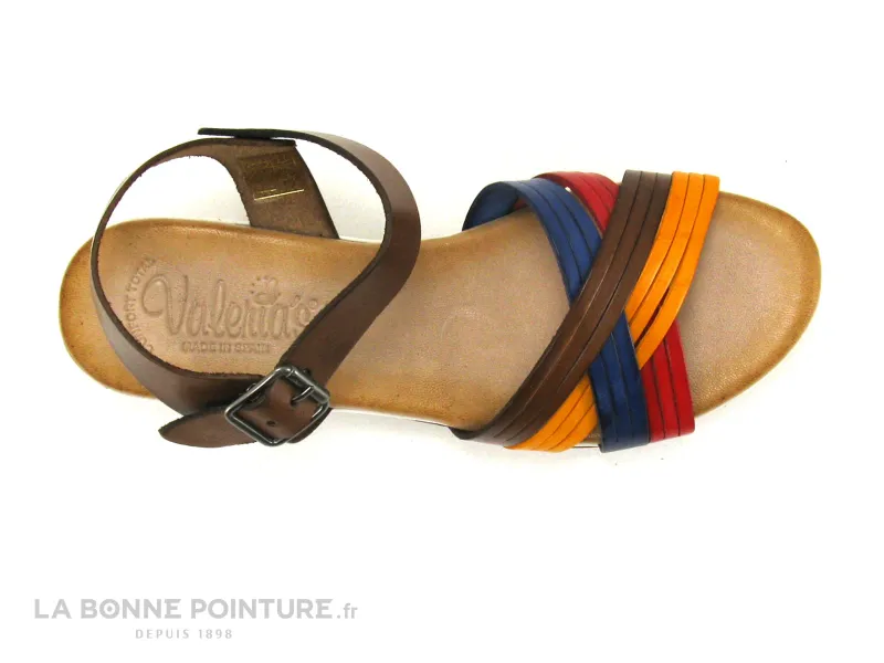 Achat chaussures Valeria's Femme Sandale et Nu-pieds, vente Valerias 6130 Marron Jaune Bleu Rouge - Sandale Femme