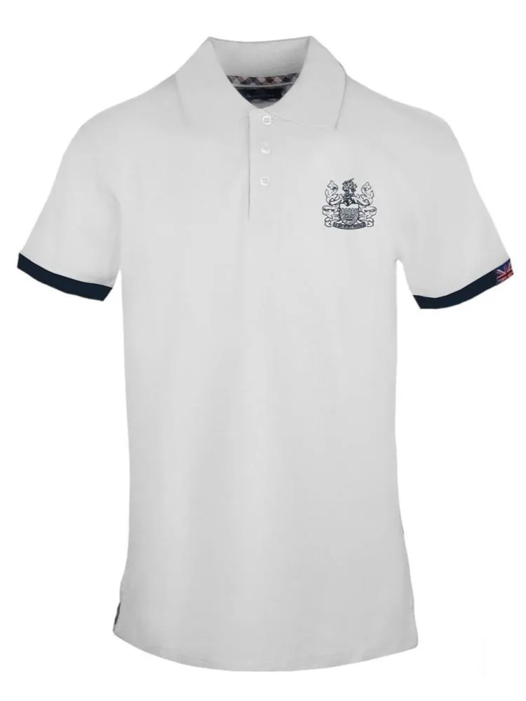 Aquascutum Coat Of Arms Polo Manches Courtes En Coton Stretch Blanc - Achetez À Prix Outlet!