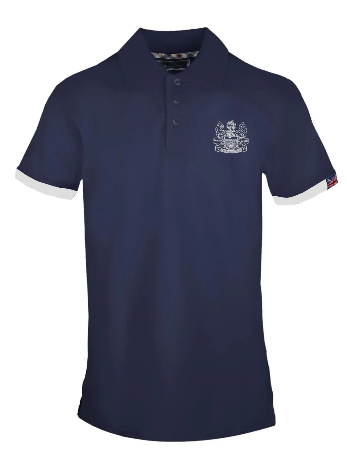 Aquascutum Coat Of Arms Polo Manches Courtes En Coton Stretch Marine - Achetez À Prix Outlet!