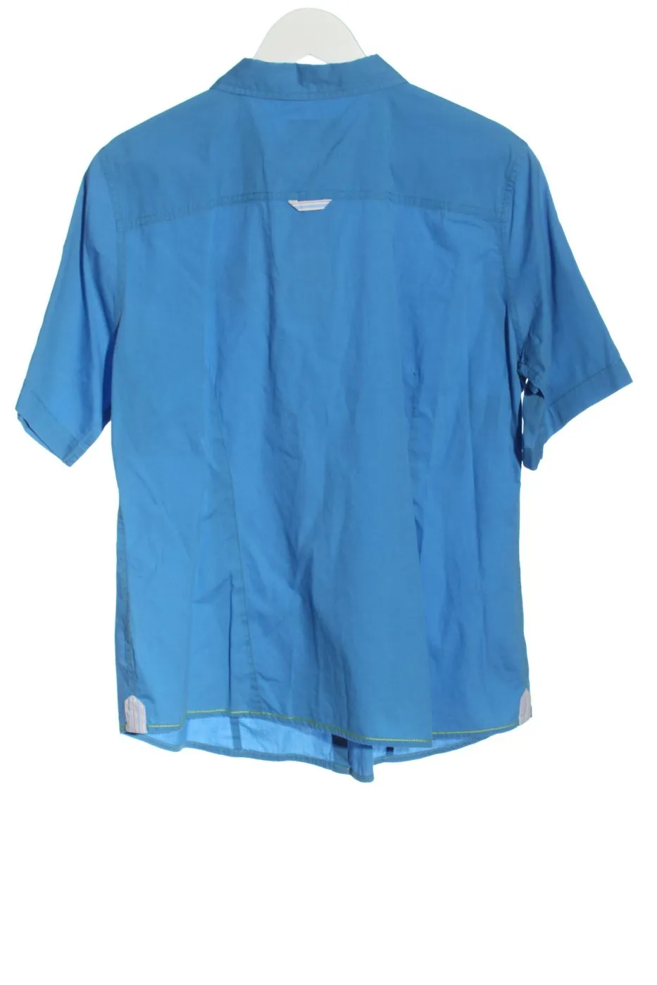 Arqueonautas Chemise à manches courtes bleu lettrage brodé style décontracté