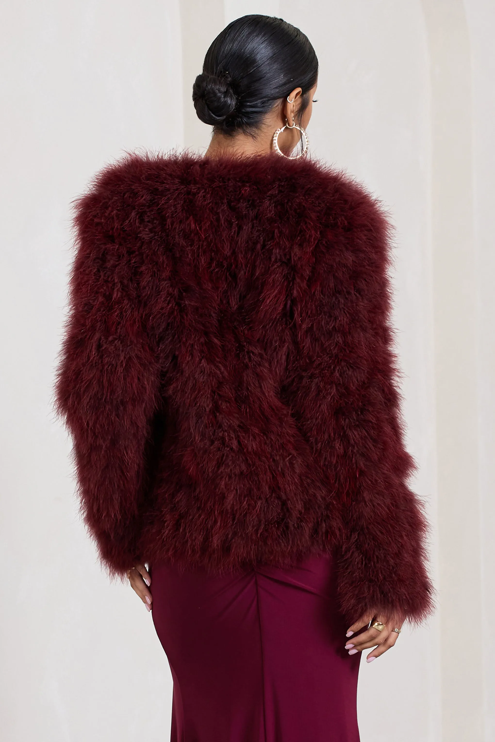 Aves | Veste courte rouge en fourrure moelleuse