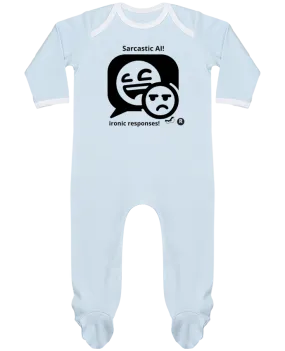 Body Pyjama Bébé HUMOUR GEEK INTELLIGENCE ARTIFICIELLE NOIR  ET BLANC MOTIF UNIQUE par LIAMRIVIERART