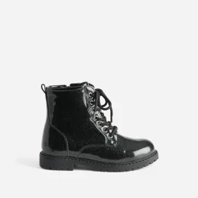 Boots BUGGY noir pailleté à lacet - Boots Enfant | ERAM