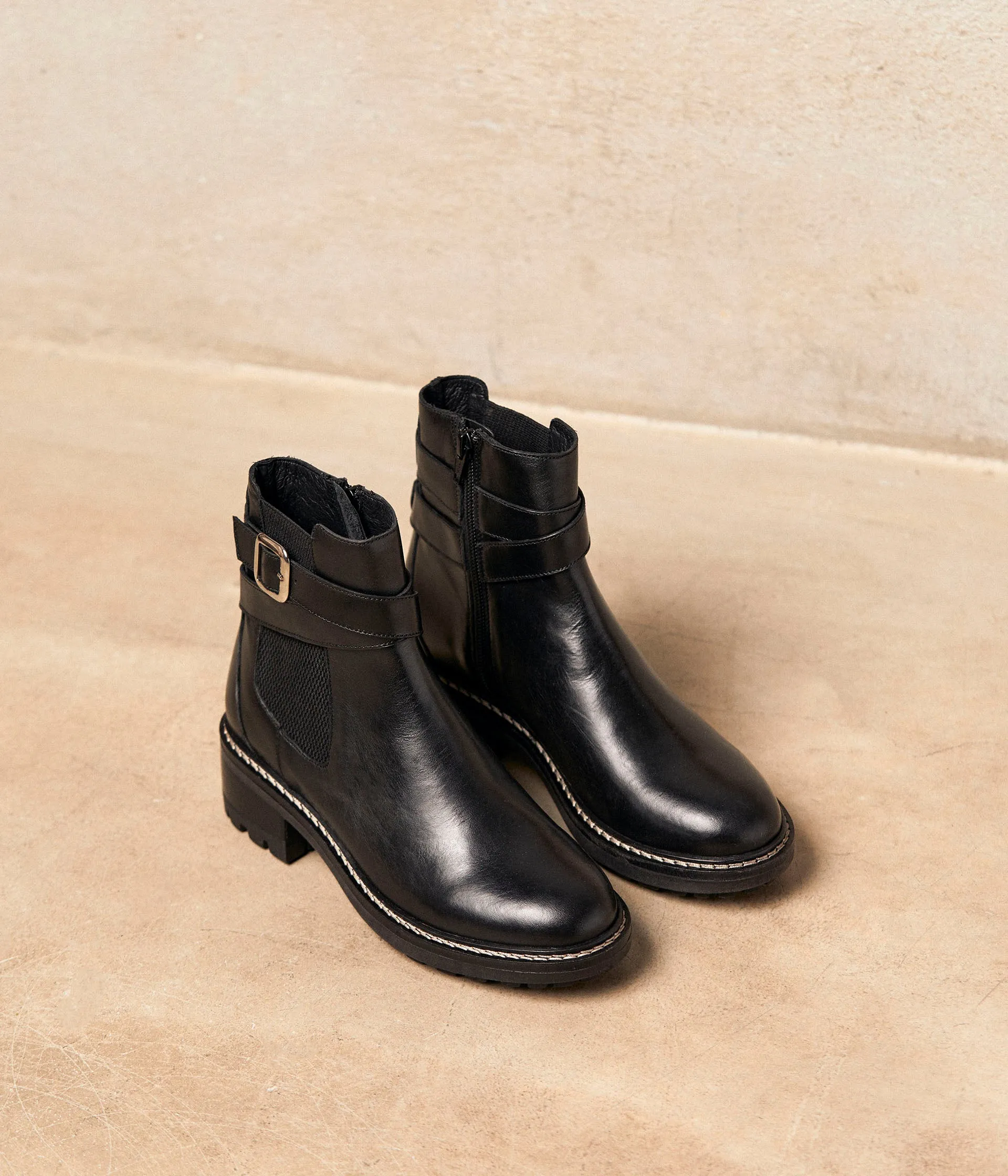 Boots cuir noir Anik