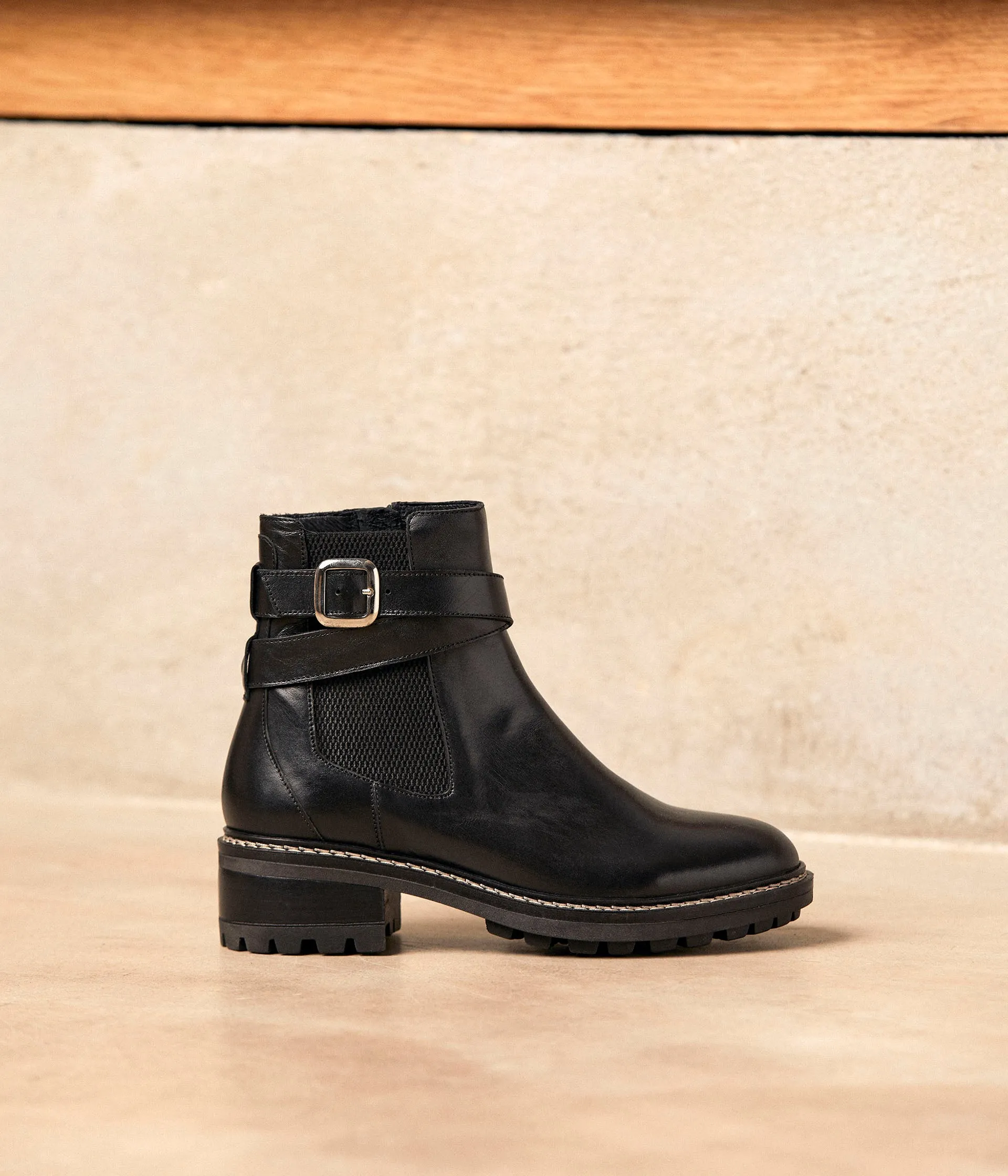 Boots cuir noir Anik