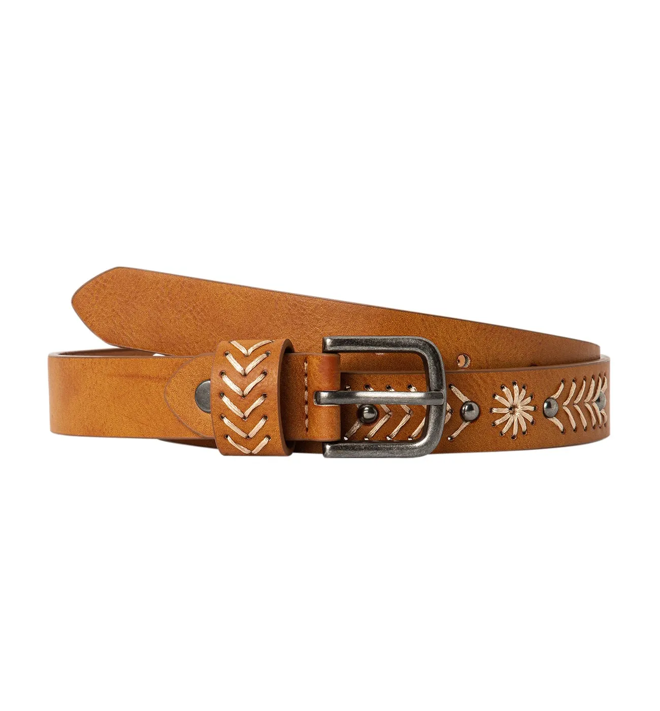 Ceinture brodée Femme - Camel