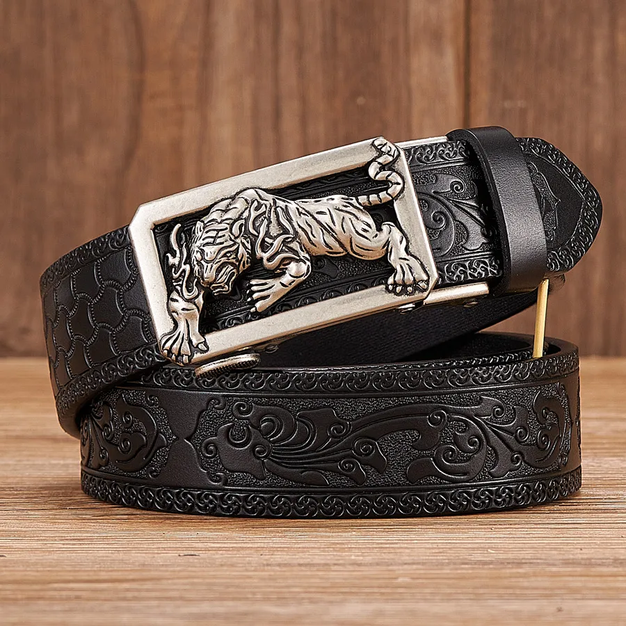 Ceinture en cuir boucle artistique pour hommes