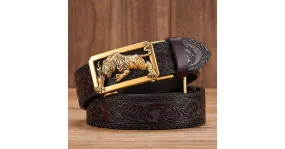 Ceinture en cuir boucle artistique pour hommes