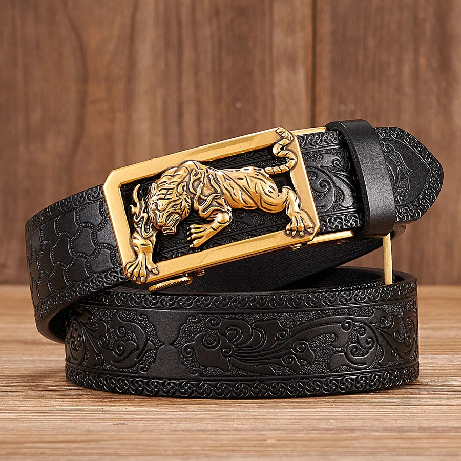 Ceinture en cuir boucle artistique pour hommes