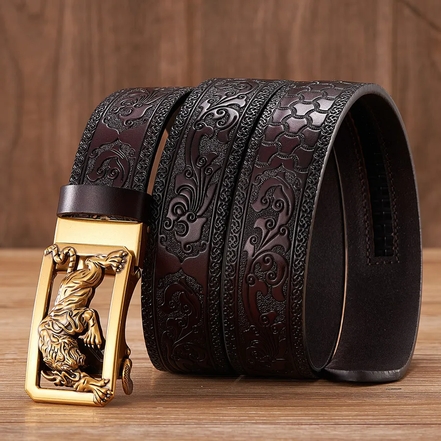 Ceinture en cuir boucle artistique pour hommes