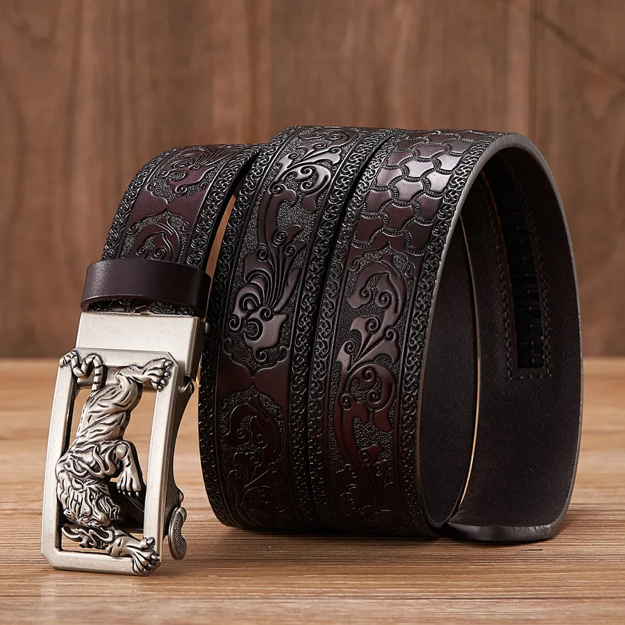 Ceinture en cuir boucle artistique pour hommes