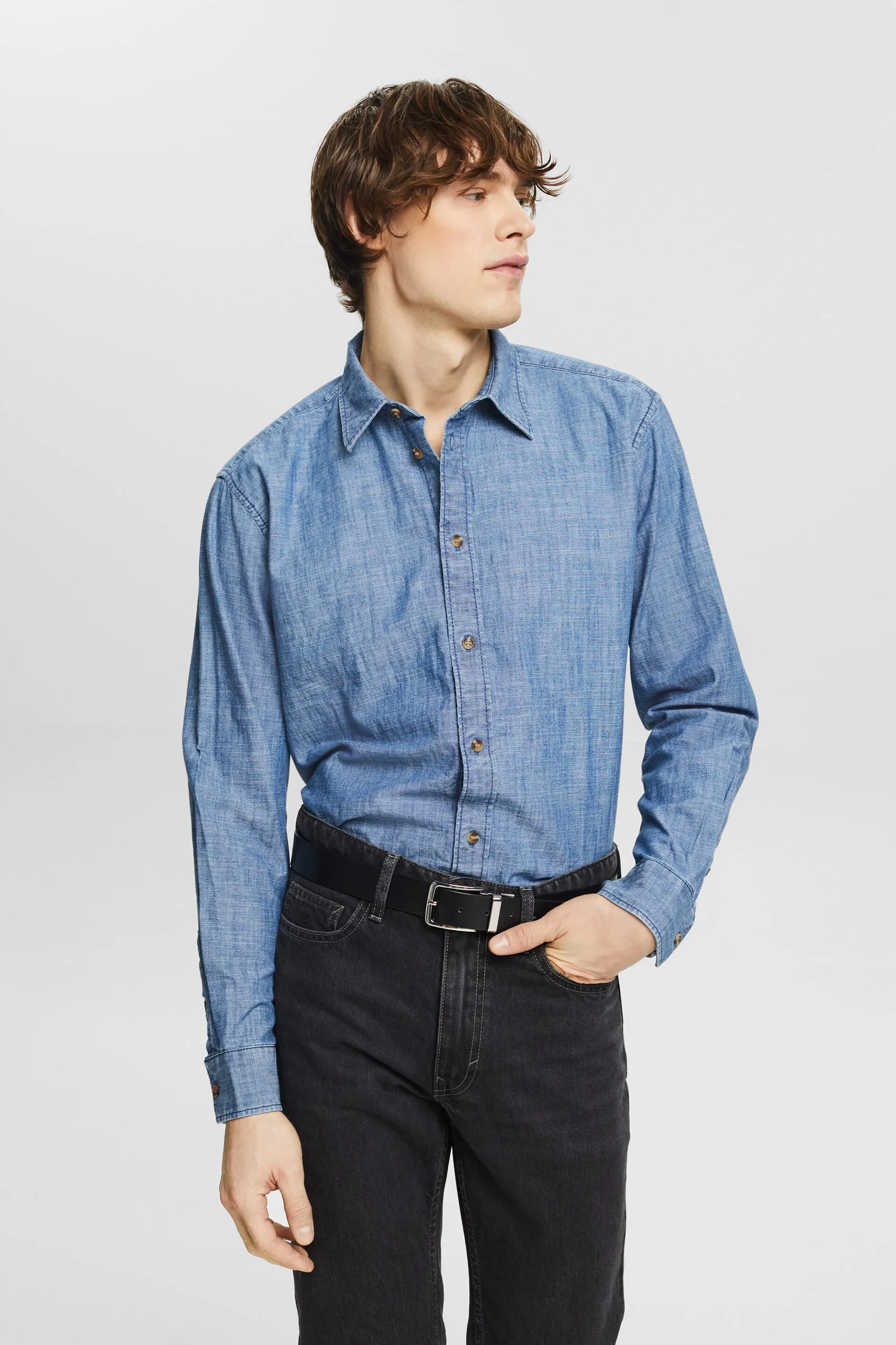 Chemise à col boutonné en chambray