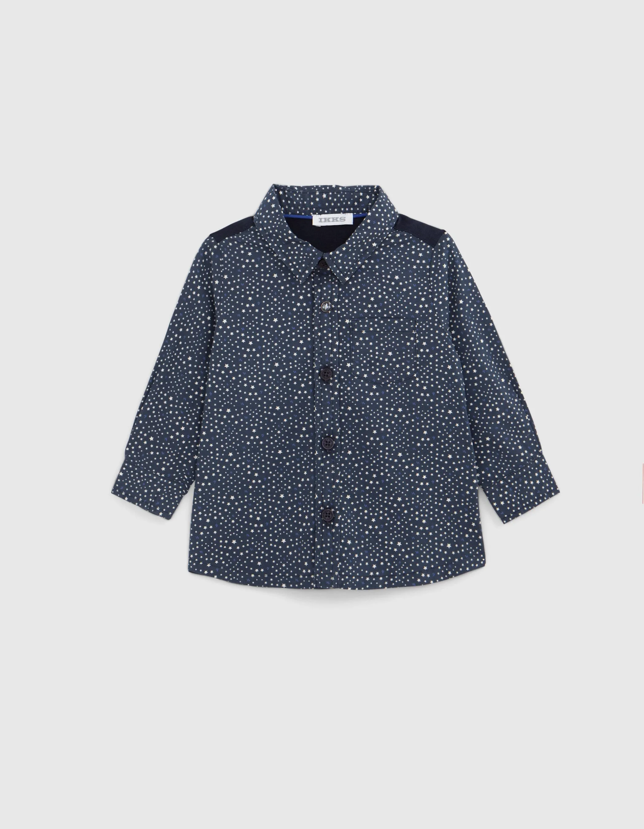 Chemise bi-matière marine imprimé étoiles bébé garçon