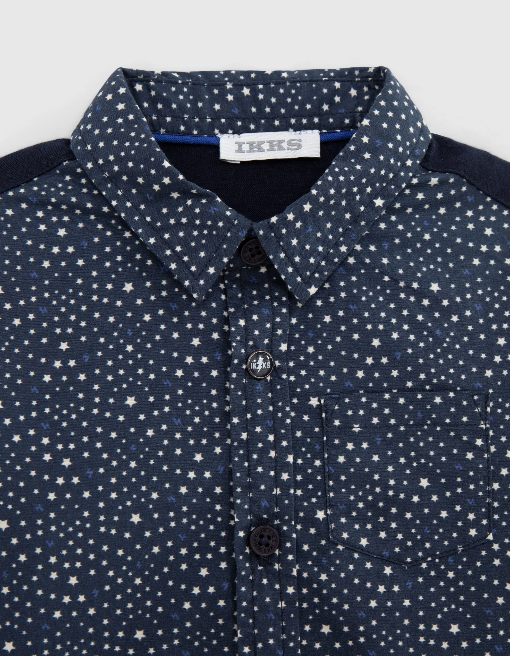 Chemise bi-matière marine imprimé étoiles bébé garçon