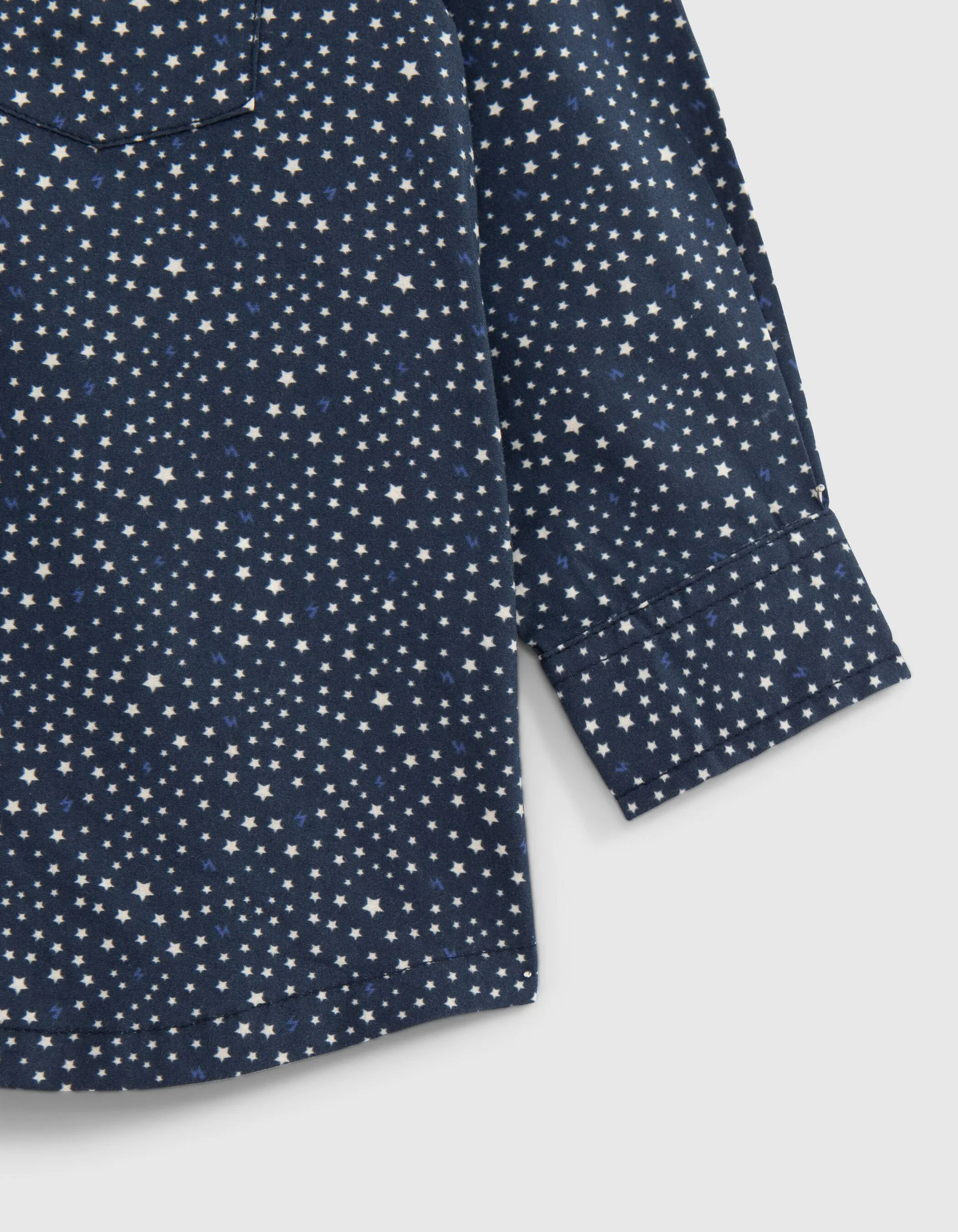 Chemise bi-matière marine imprimé étoiles bébé garçon