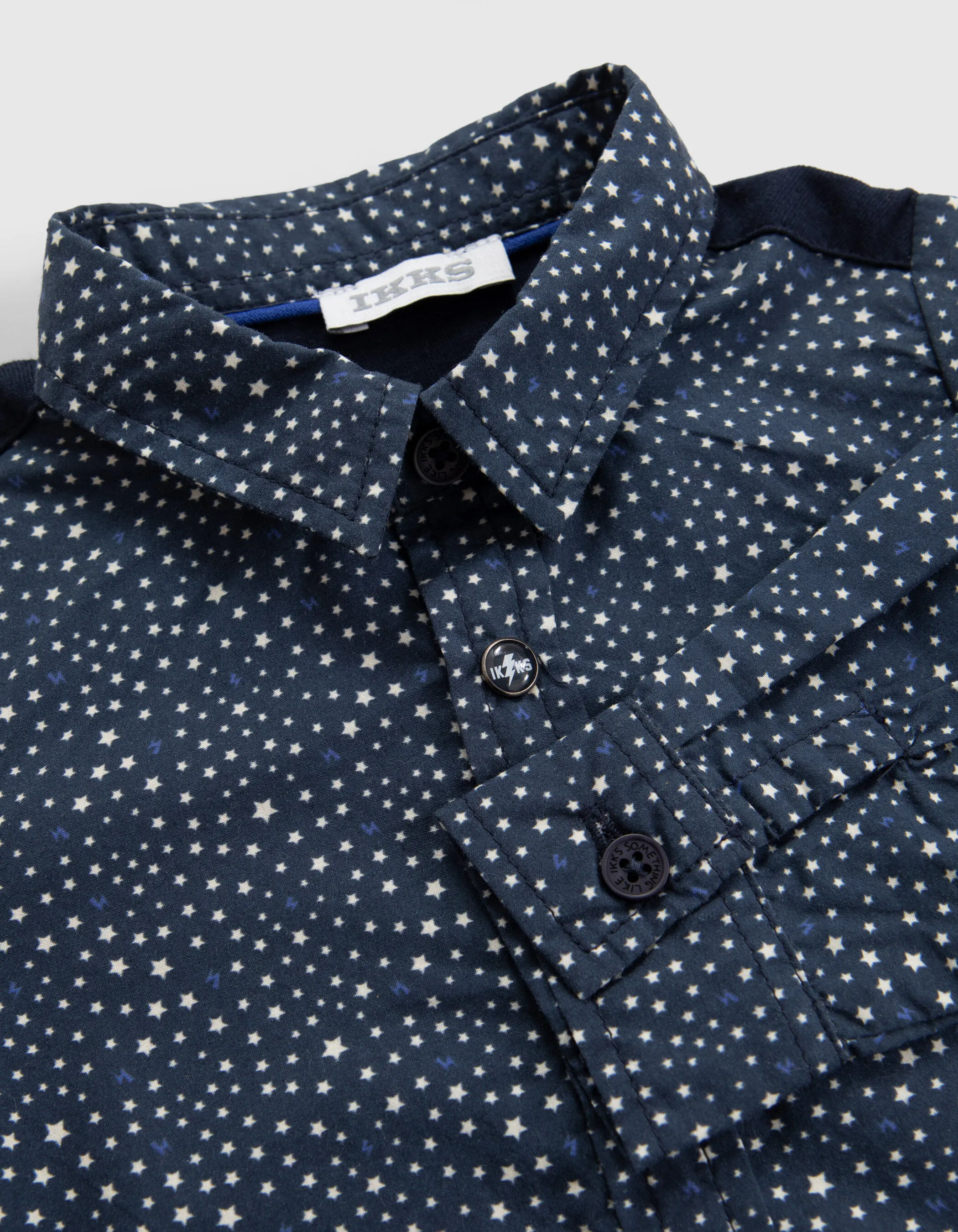 Chemise bi-matière marine imprimé étoiles bébé garçon