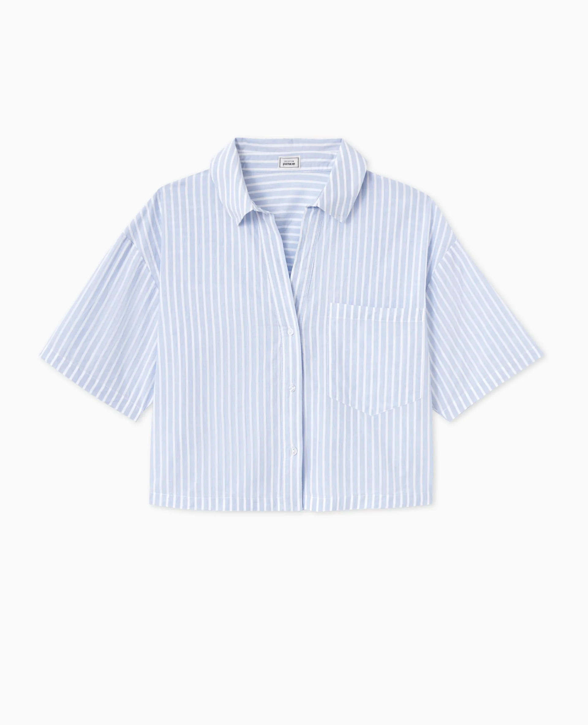 Chemise cropped rayée façon pyjama d'homme