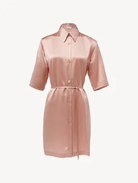 Chemise de nuit longue en soie rose