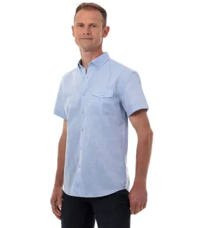 Chemise en Coton Lin Bleu Manches Courtes