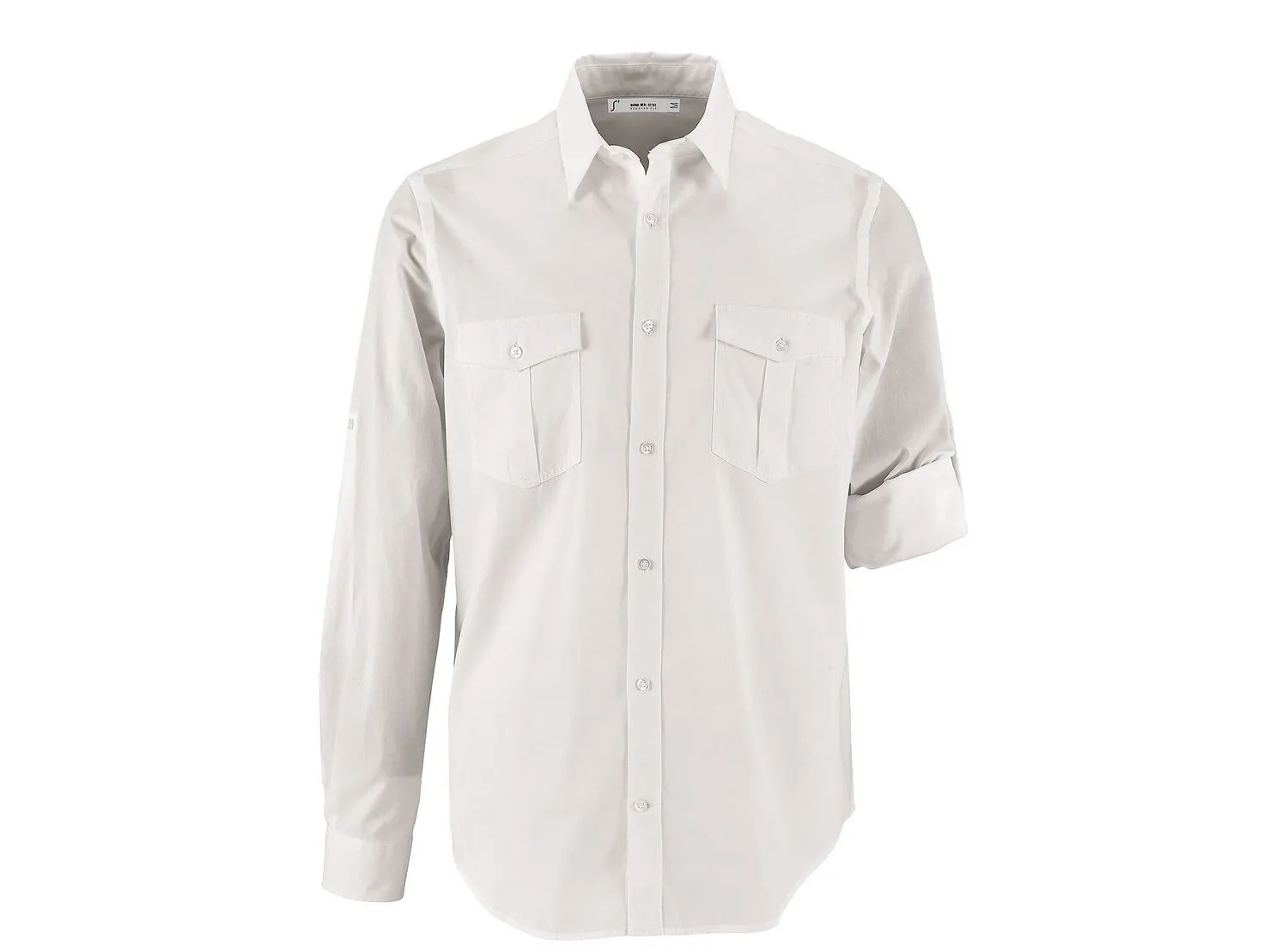 Chemise homme manches longues retroussables - 02763 - blanc 