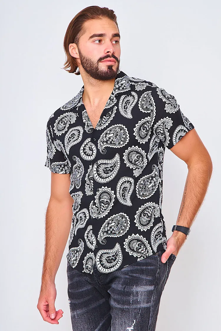 Chemise manches courtes à imprimé paisley