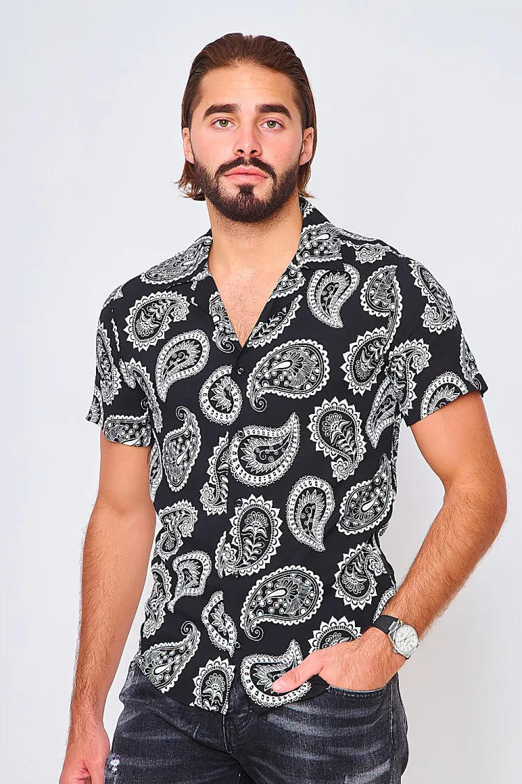 Chemise manches courtes à imprimé paisley