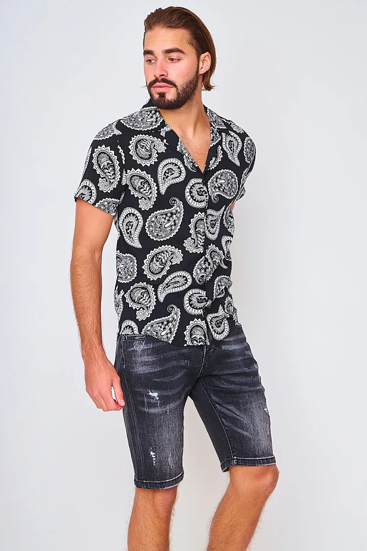 Chemise manches courtes à imprimé paisley