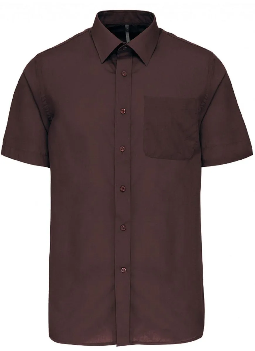 Chemise popeline manches courtes - K551- marron - homme 