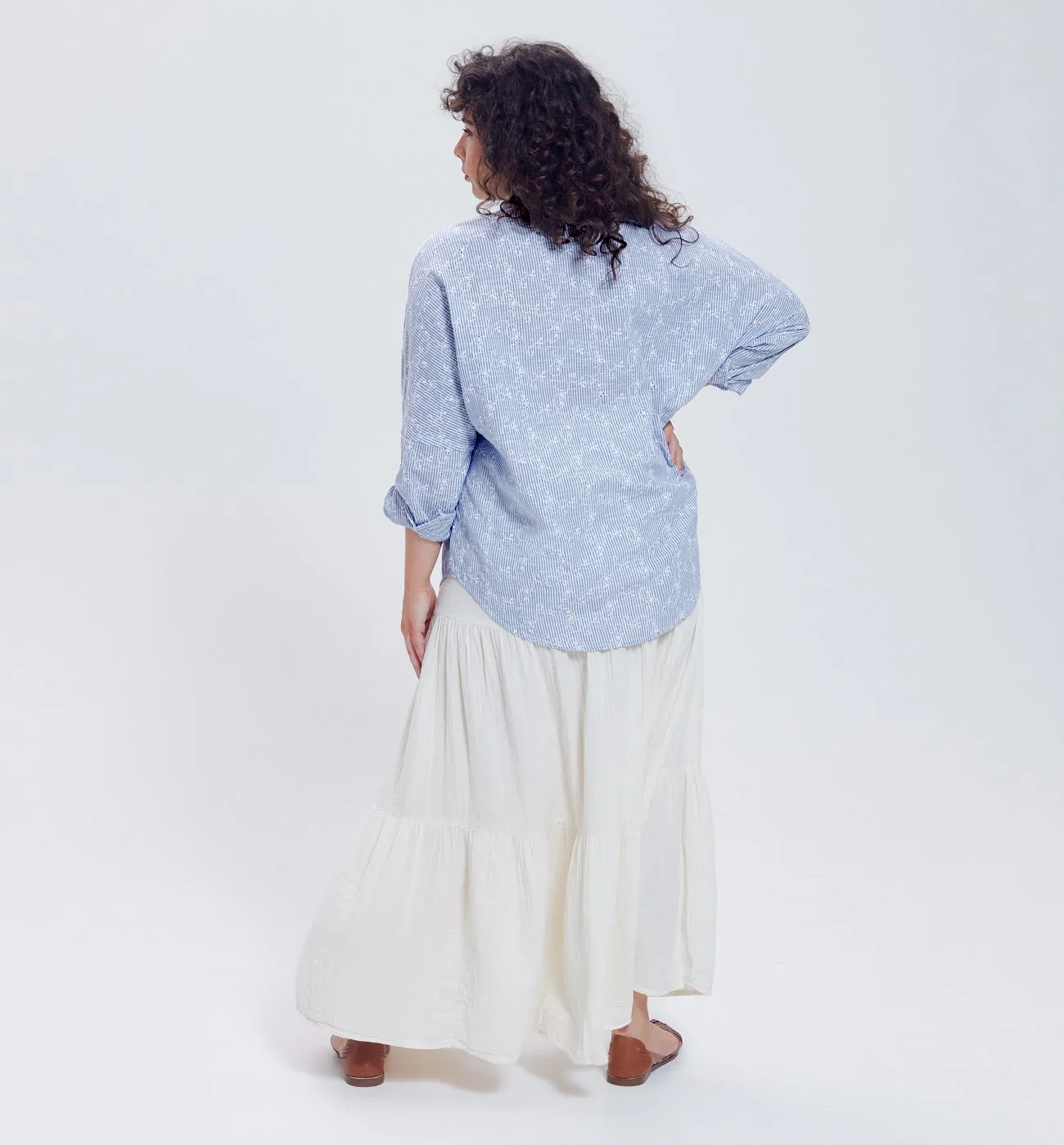 Chemise rayé oversize Femme - Rayé marine