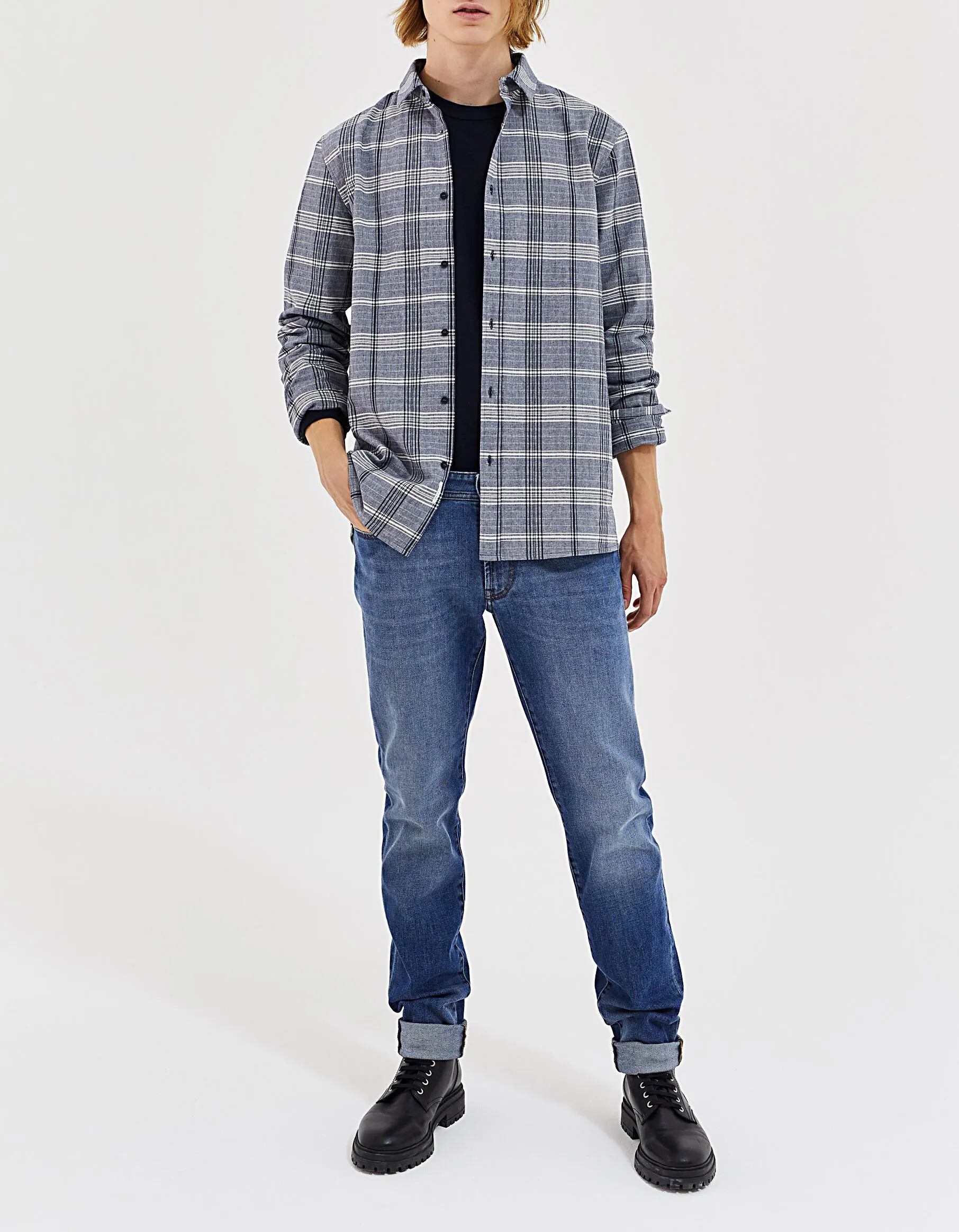 Chemise REGULAR marine à carreaux Homme