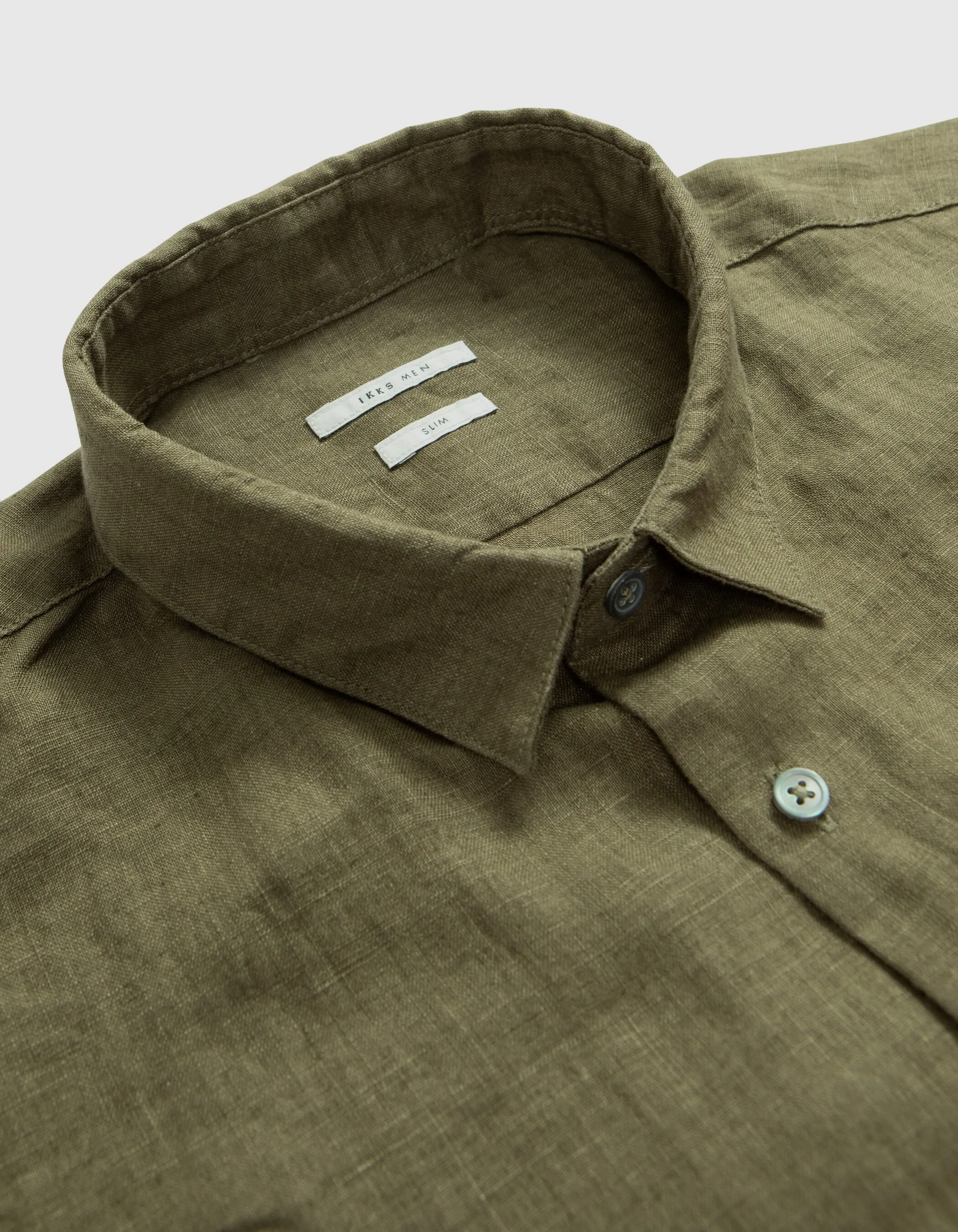 Chemise SLIM army green 100% lin Homme