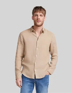 Chemise SLIM beige 100% lin Homme