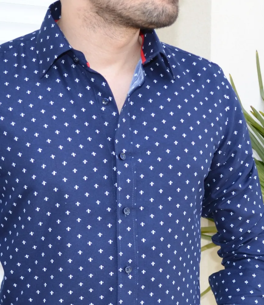 Chemise slim fit bleu marine Paolo