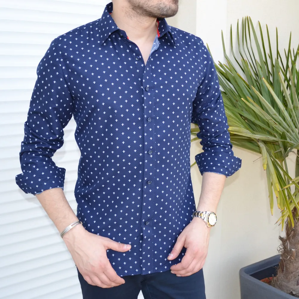 Chemise slim fit bleu marine Paolo