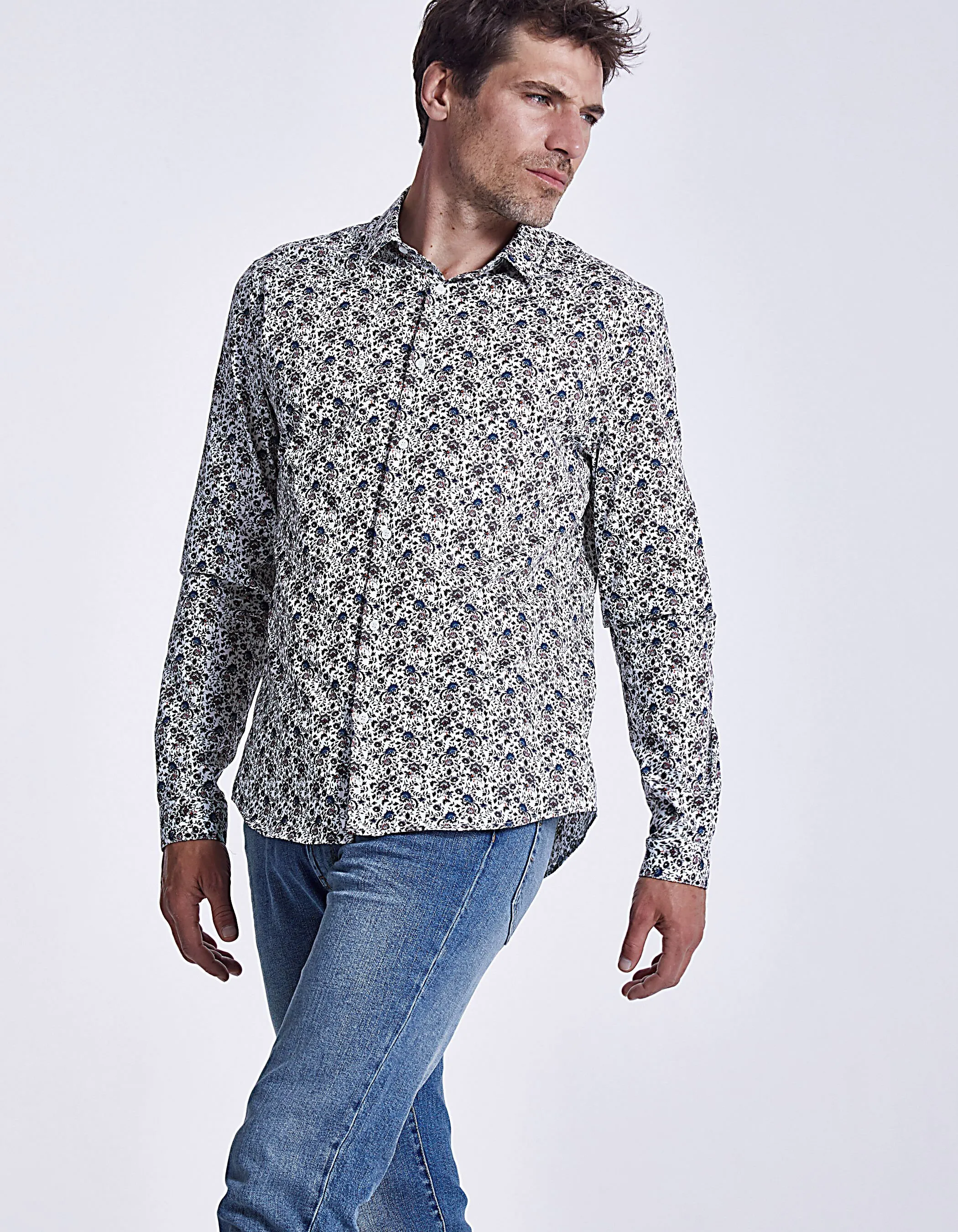 Chemise slim imprimé floral chardon Homme